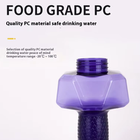 Botella de Agua Deportiva de Plástico Personalizada, Libre de BPA, con Agarre Antideslizante, 1500 ml, Textura de Diamante, para Gimnasio y Entrenamiento