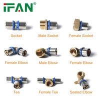 IFAN Vente Chaude CW617 Plomberie Raccords De Tuyauterie Multicouche Pex Al Pex Tuyau Laiton Raccord Pex Presse Raccords