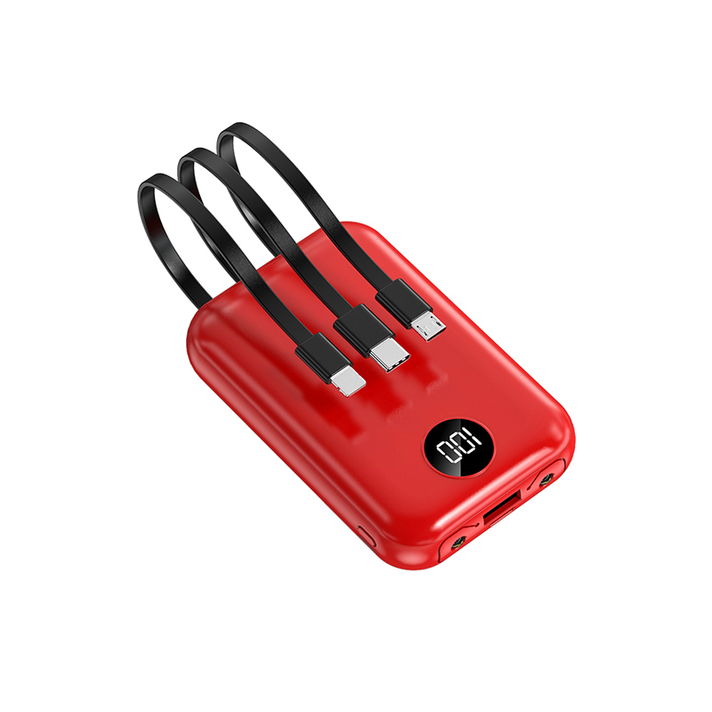 High Capacity 3 in 1 Built in Cable Power Bank 10000mAh Fast Charging Dual LED lights with Digital Screen Display