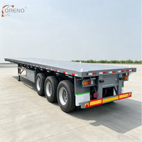 Semi-remorque plateau 3 essieux 40 pieds 60 tonnes usage intensif avec plancher en acier antidérapant, suspension pneumatique et points d'arrimage pour l'exportation