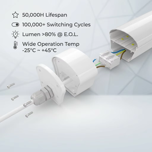 Lámpara LED Tri-Proof Impermeable de 150 cm (5 pies), 60 W, IP67, IK10, Alto Lumen, 50000 H, Resistente al Polvo, Montaje en Superficie, Iluminación Comercial para Garajes - Product Image 4
