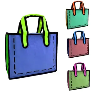 3D Pop Comic Shopping Bag Full Screen Printing Tote bag Children 2D Cartoon Comic tote Bag