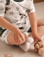 100% coton biologique respirant Style européen-américain pyjama ensemble pour bébé filles garçons été à manches courtes enfant en bas âge tenue 2 pièces