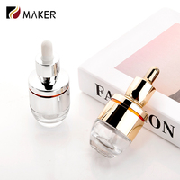 30ml 1oz Récipient vide pour huile essentielle de sérum de soin de la peau Flacon compte-gouttes en verre personnalisé avec distributeur de cosmétiques en argent et or