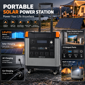 Estación de Energía Portátil Recargable de 2000W 2201WH con Panel Solar, Carga Rápida para el Hogar, Camping, Emergencias, con Rueda Incluida - Product Image 3