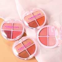 YABAOLIAN Nouveau Blush pour les joues Poudre mate Blush Palette Longue durée 4 couleurs pour une lueur saine Fard à paupières 4 en 1 Cosmétiques