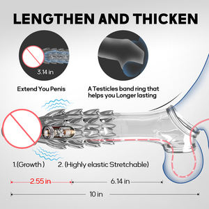 Fabrieksmatig geproduceerde herbruikbare cockring vibrator, verlengende penis sleeve & dildo hoes, seksspeeltje voor mannen en vrouwen - Product Image 2