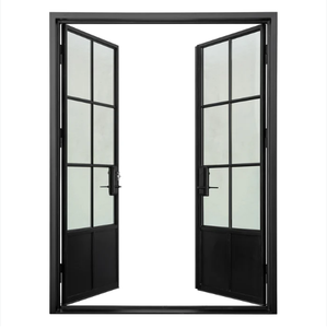 Porte extérieure automatique battante en fer forgé, style rustique, verre dépoli noir, prix abordable, vente chaude, style méditerranéen - Product Image 4