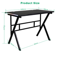 WSE4046 Échantillon gratuit Bureau de jeu Table de calcul Bureau d'angle Bureau noir Chaise de jeu avec lumière LED