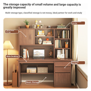 <span class=keywords><strong>Escritorio</strong></span> Ergonómico y Duradero con <span class=keywords><strong>Estantería</strong></span> Integrada para Computadora, Diseño Simple para Estudiantes, Ideal para Habitaciones de Alquiler o Dormitorios - Product Image 2