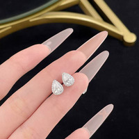 Orecchini a Goccia in Oro Bianco 18K con Diamanti Coltivati in Laboratorio, Orecchini a Lobo a Forma di Stella di Cristallo, Orecchini a Clip con Retro Piatto, Orecchini in Oro