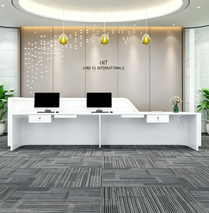 <b>Modern</b> <b>White</b> Reception <b>Desk</b> LED Front Counter Customizable Welcome Lobby Table for Company Showroom Shopping Mall - Product Image 3