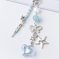 Breloque de téléphone Perles de Dauphin Thème Bleu, Porte-clés Perlé, Décoration de Sac à Dos Exquise et Mignonne, Accessoires Cadeaux