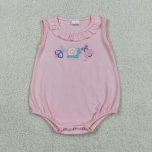 RTS Boutique Snails Combinaison bulle décontractée pour bébés filles et tout-petits, avec broderie et jolis nœuds, vente en gros, body nouveau-né - Product Image 2