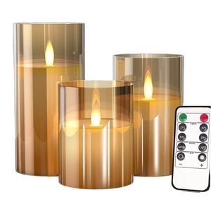 Bougie LED sans flamme 3D à effet de flamme vacillante, en paraffine, télécommandée, pour décoration intérieure de Noël - Product Image 1