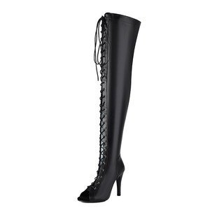 Bottes de danse à talons hauts, à bout ouvert et à lanières, au-dessus du genou, style européen et américain, sexy, pour boîte de nuit, <span class=keywords><strong>pole</strong></span> <span class=keywords><strong>dance</strong></span>, longues bottes de jazz - Product Image 4