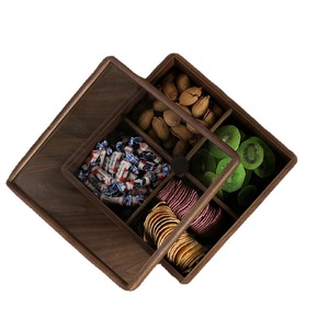 Boîte de rangement rectangulaire en noyer noir d'Amérique du Nord avec couvercle et compartiments pour le rangement des aliments dans le salon - Product Image 2