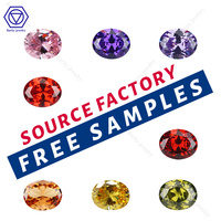 Pierres précieuses en vrac de grande taille, de 5*7mm à 8*10mm, de forme ovale, en améthyste, zircone cubique, pierre synthétique nano transparente verte-bleue, rubis et corindon