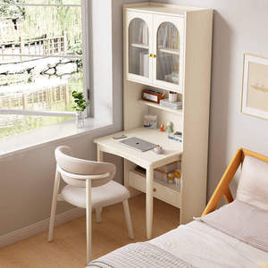NKAHS – bibliothèque moderne en bois, bureau combiné à 4 étagères avec portes en verre et espace de rangement, meubles de chambre à coucher, design scandinave - Product Image 5