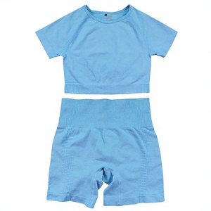 Conjunto de Yoga Profesional sin Costuras de Secado Rápido para Mujer, Top sin Tirantes y Pantalones Cortos, 2 Piezas, Ropa Deportiva de Verano para Correr, Spandex/Nailon - Product Image 4