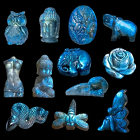 Lion sculpté à la main en labradorite bleue et pierre de lune, idéal pour la décoration intérieure, cadeau sur le thème de la pierre gravée - Vente en gros