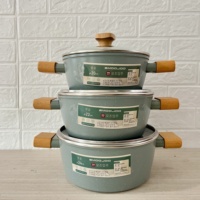 Promotion : Marmite de cuisson en fonte d'aluminium, antiadhésive double face effet pierre, pour cuisinière à induction et cuisinière à gaz, idéale pour ragoûts et soupes, usage domestique