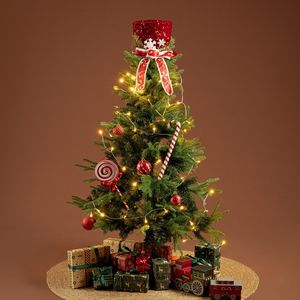 <b>Hot</b> Sale <b>Red</b> Sequin Top Hat Christmas Tree Topper Set Snowflake Ornament Candy Print Indoor Holiday Display Supplies - Product Image 3