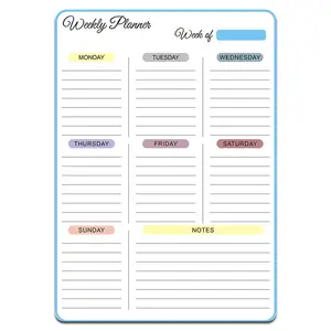 High Quality A3 A4 Magnetic Refrigerator Calendar Removable Reusable Weekly Meal Planner Weekly