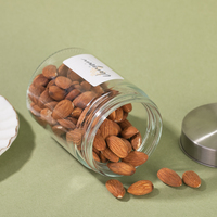 Pot de conservation alimentaire en verre borosilicate à large ouverture de 280 ml avec couvercle en acier inoxydable, conçu pour la fraîcheur des noix et des confitures