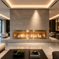 Cheminée murale de luxe à bioéthanol pour hall d'hôtel, avec flamme réelle, fonction de chauffage décorative et brûleur réglable, conception de sécurité
