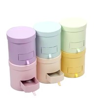 Boîte à fleurs cylindrique en carton, mini-tiroir double couche, imperméable, réutilisable, haut de gamme, avec logo personnalisé, écologique, vente en gros