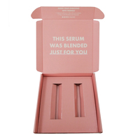 Boîte en carton ondulé rose avec logo personnalisé écologique, boîte en papier d'expédition avec insertion à l'intérieur, vente en gros