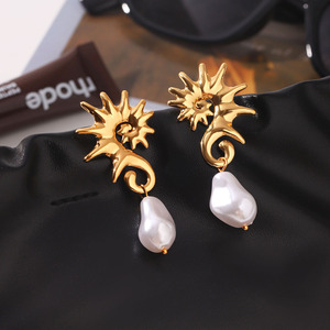 Delicados pendientes de perlas con forma de caballito de mar, impermeables, duraderos, de acero inoxidable, a la moda, para mujer. - Product Image 3
