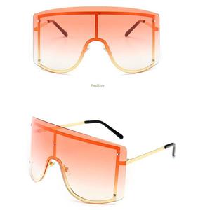 Lunettes de soleil carrées rétros, surdimensionnées, à monture métallique, une pièce, bouclier, Cool, collection <span class=keywords><strong>2021</strong></span> - Product Image 4