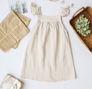 <span class=keywords><strong>Robe</strong></span> d'été en lin pour petite fille, <span class=keywords><strong>tablier</strong></span> à volants et boutons au dos, à fleurs, 2023 - Product Image 6