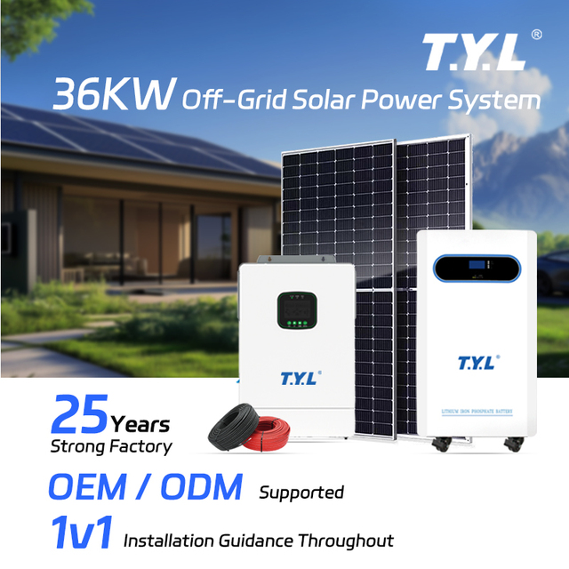 36KW Off-Grid Hybrid Solar System 36000 Watts Solar Inverter with 51.2V 1200Ah LiFePO4 Battery and MPPT Controller