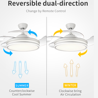 Ventilateur de plafond intelligent LED rétractable invisible pour chambre d'enfant 36/42/48 pouces avec lumière, décoration et musique Tuya