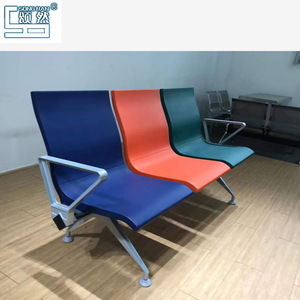 Chaise d'attente 3 places Pu <span class=keywords><strong>Airport</strong></span> avec accoudoirs en aluminium, modèle coloré pour salle d'attente de bureau, belle chaise - Product Image 5