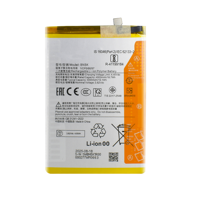 3.82V 5000mAh BN5K Replacement Battery for Redmi 12C Mi 12C Cell Phone Battery