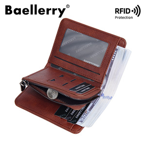 Baellerry Men's Bi-Fold Leather <b>Wallet</b> With Zipper And Coin Pocket <b>RFID</b> Protection Dark Brown - Product Image 2