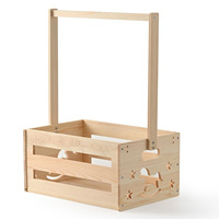 Panier de rangement en bois pour bébé avec poignée, pour articles de bain, jouets, vêtements, en bois massif, portable et suspendable, pour nouveau-né et douche
