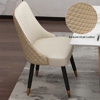 Chaise de salle à manger moderne minimaliste de luxe léger avec revêtement en cuir, pieds en acier inoxydable, design ergonomique pour la maison et l'hôtellerie