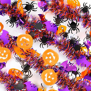 <strong>Halloween</strong> Garland Decorations Glitter Tinsel Pumpkin Bats Spider Garland Decor for Tree Car Indoor Outdoor <strong>Halloween</strong> Holiday <strong>Dec</strong> - Product Image 1
