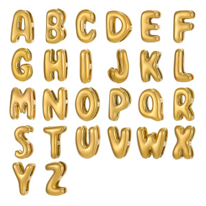 Pequeños Dijes de Letras del Alfabeto en <span class=keywords><strong>3D</strong></span>, Chapados en Oro de 18k, de Acero Inoxidable, para Hacer Pulseras - Product Image 1