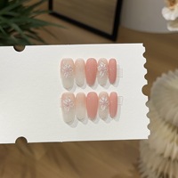 10 pièces de faux ongles faits à la main avec diamants et ongles en forme d'amande pour femmes