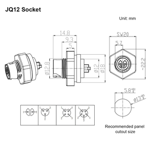 IP68 không thấm nước M12 ép phun tùy chỉnh 2 3 4 5 pin phía sau nam bảng điều khiển cáp gắn kết ổ cắm cho đèn <span class=keywords><strong>Led</strong></span> - Product Image 4