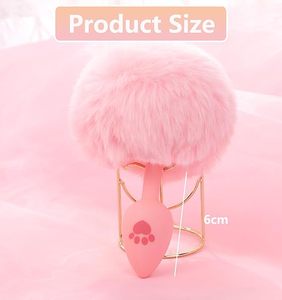 Plug Anale Piccolo in Silicone Rosa con Pelo Artificiale e Coda di Coniglio, Trainer Anale per Uso Sessuale, Stimolazione per Adulti - Product Image 2