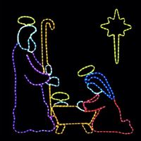Usine Vente en gros Personnalisé Noël Rue Affichage LED Jésus Nativité Scène Motif Corde Lumières