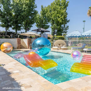 Balle gonflable réfléchissante de couleur bleu clair, sphères gonflables miroir bleu <span class=keywords><strong>aqua</strong></span>, balle brillante pour piscine - Product Image 3