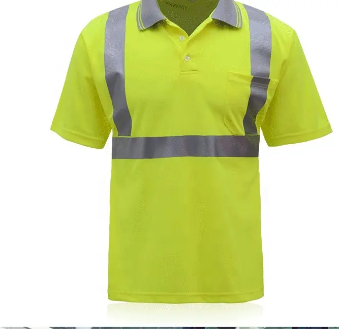ราคาถูกเหลืองสีสะท้อนแสงเพื่อความปลอดภัยHi-ได้แก่ความปลอดภัยเสื้อยืดด่วนระบายอากาศแห้งการมองเห็นสูงสีเหลืองเสื้อโปโล
